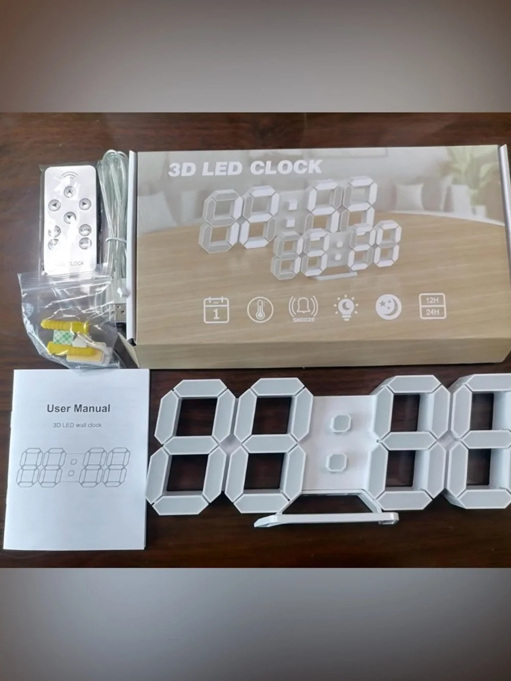 NWT LED Digital Wall & Desk Clock - White
